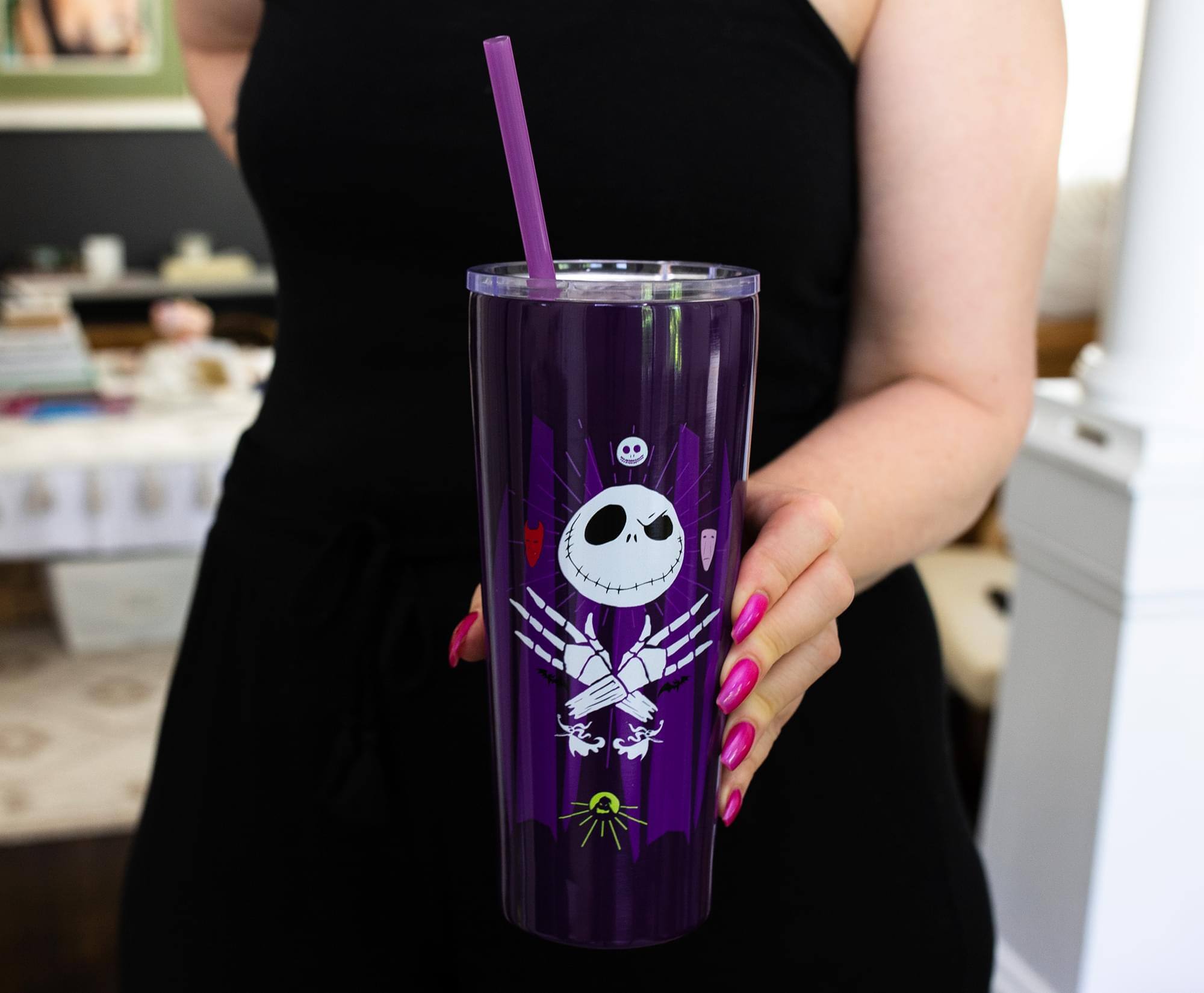 Alt View 2. Disney - Disney The Nightmare Before Christmas Stainless Steel Tumbler | Holds 22 Ounce - Purple.
