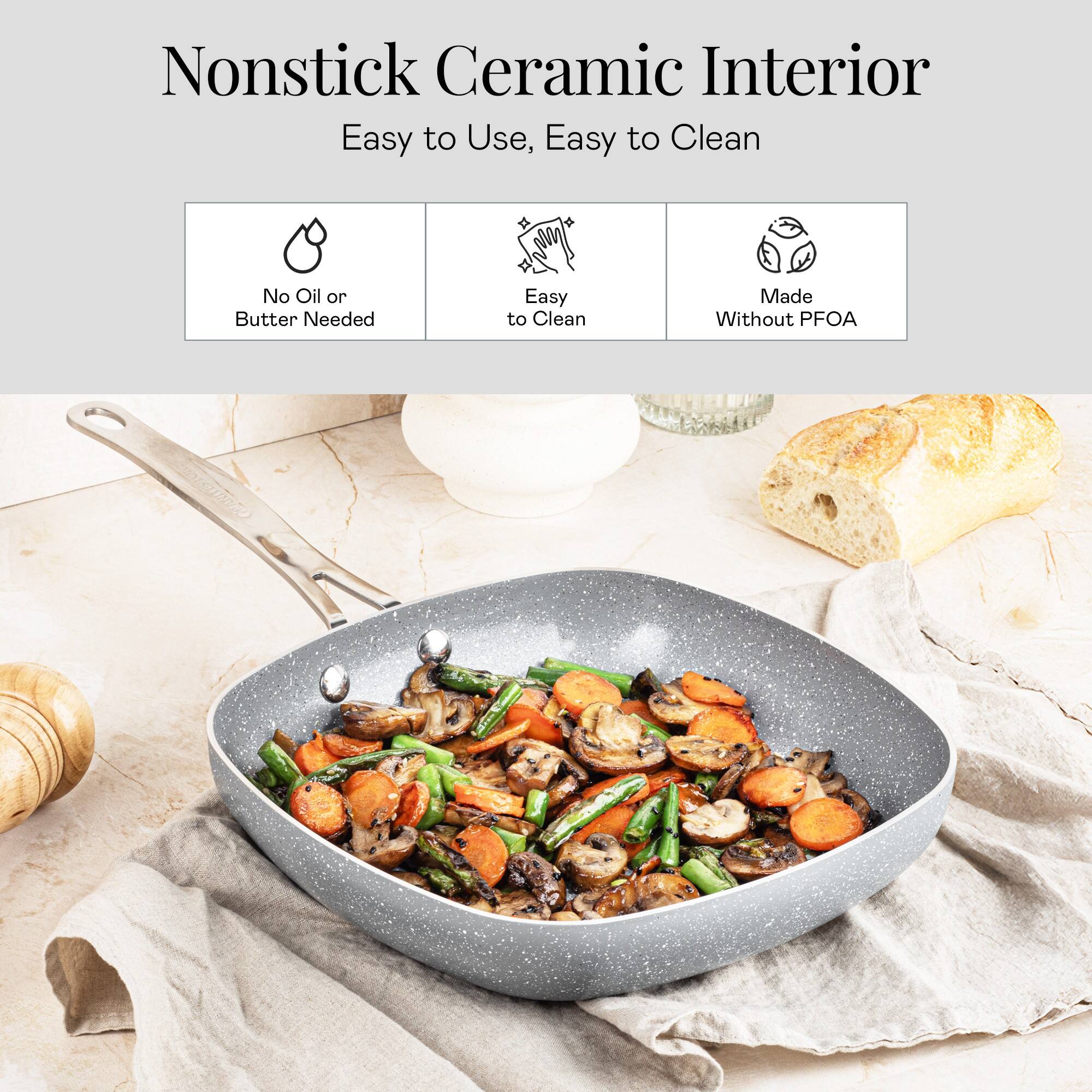 Nonstick Ceramic Interior

Easy to Use, Easy to Clean

No Oil or Butter Needed

Made Without PFOA