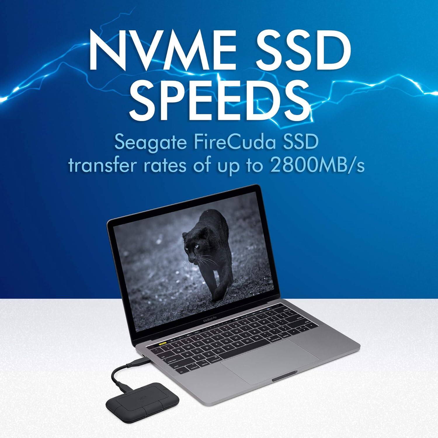 NVME SSD SPEEDS: Seagate FireCuda SSD transfer rates of up to 2800MB/s.