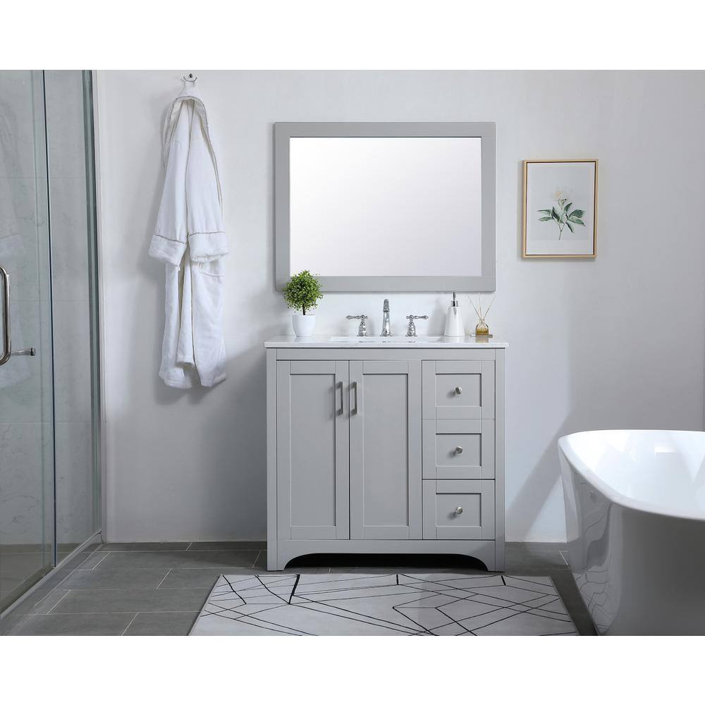 Alt View 6. Elegant Decor - Aqua rectangle vanity mirror 27 inch in Grey - Grey.