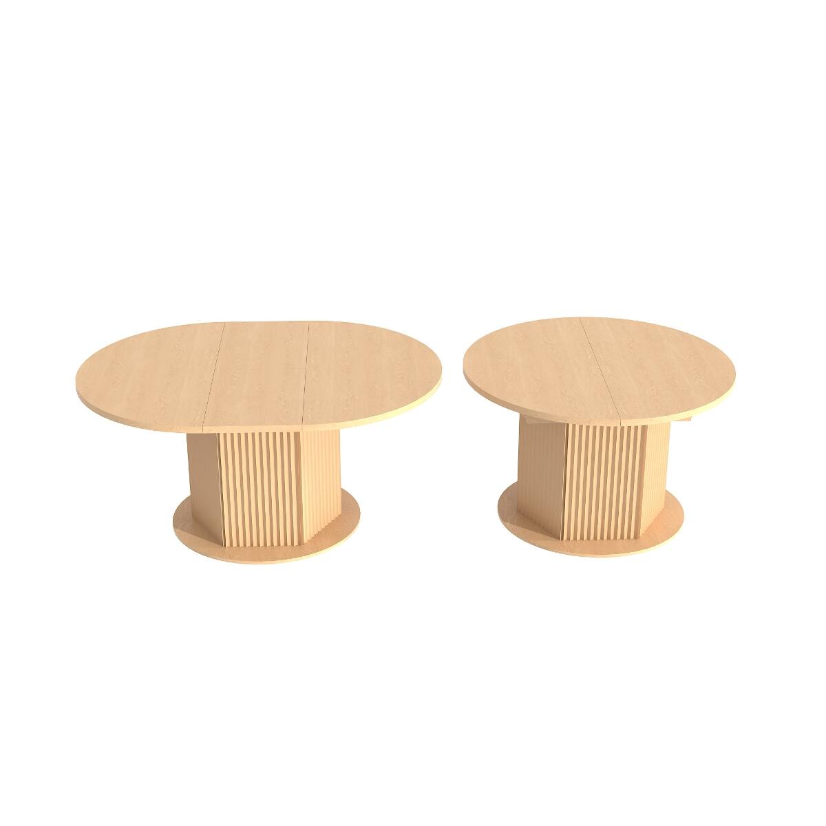 Alt View 4. Loheer - Loheer Extendable Round Dining Table for Six, Light Brown Wood Table with Textured Base - Light Brown.