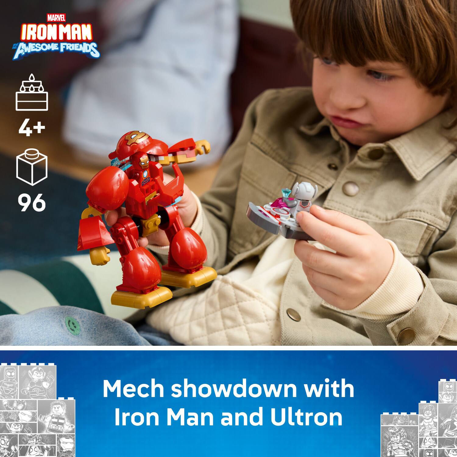 MARVEL IRON MAN AWESOME FRIENDS 4+ 96 Mech showdown with Iron Man and Ultron
