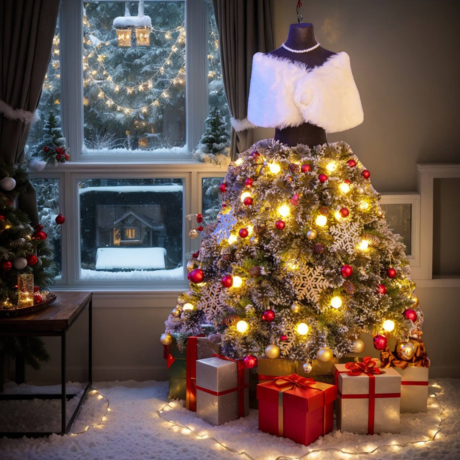 Front. Resenkos - Resenkos 5 FT Pre-lit Mannequin Artificial Christmas Tree - Green.