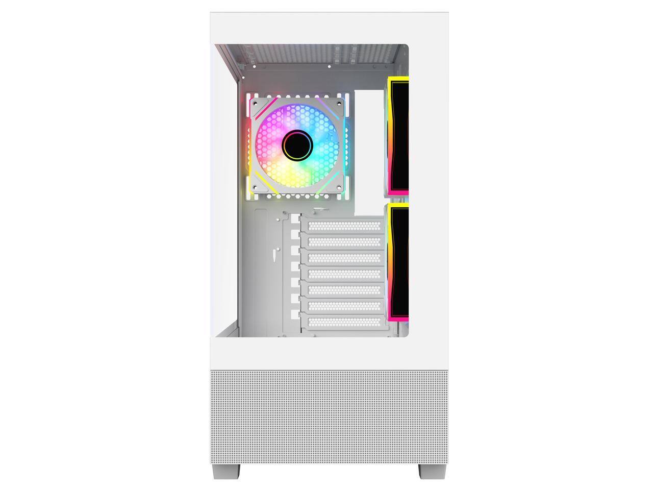 Alt View 8. DIYPC - DIYPC ARGB-N5-W White USB3.0/Type C Mid Tower Case w/ Tempered Glass & ARGB Fans - White.