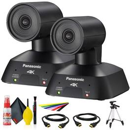 Panasonic - Compact 4K PTZ, HDMI, USB, Streaming PTZ Camera (AW-UE4KG) + Full-Size Tripod + Deluxe Cleaning Set + - Black