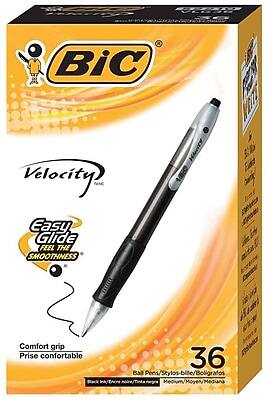 BIC Velocity  
Easy Glide  
Feel the Smoothness  
Comfort Grip  
Pince Comfortable  
36 Ball Pens/Stylos-bille/Bolígrafos  
Medium/Moyen/Mediana