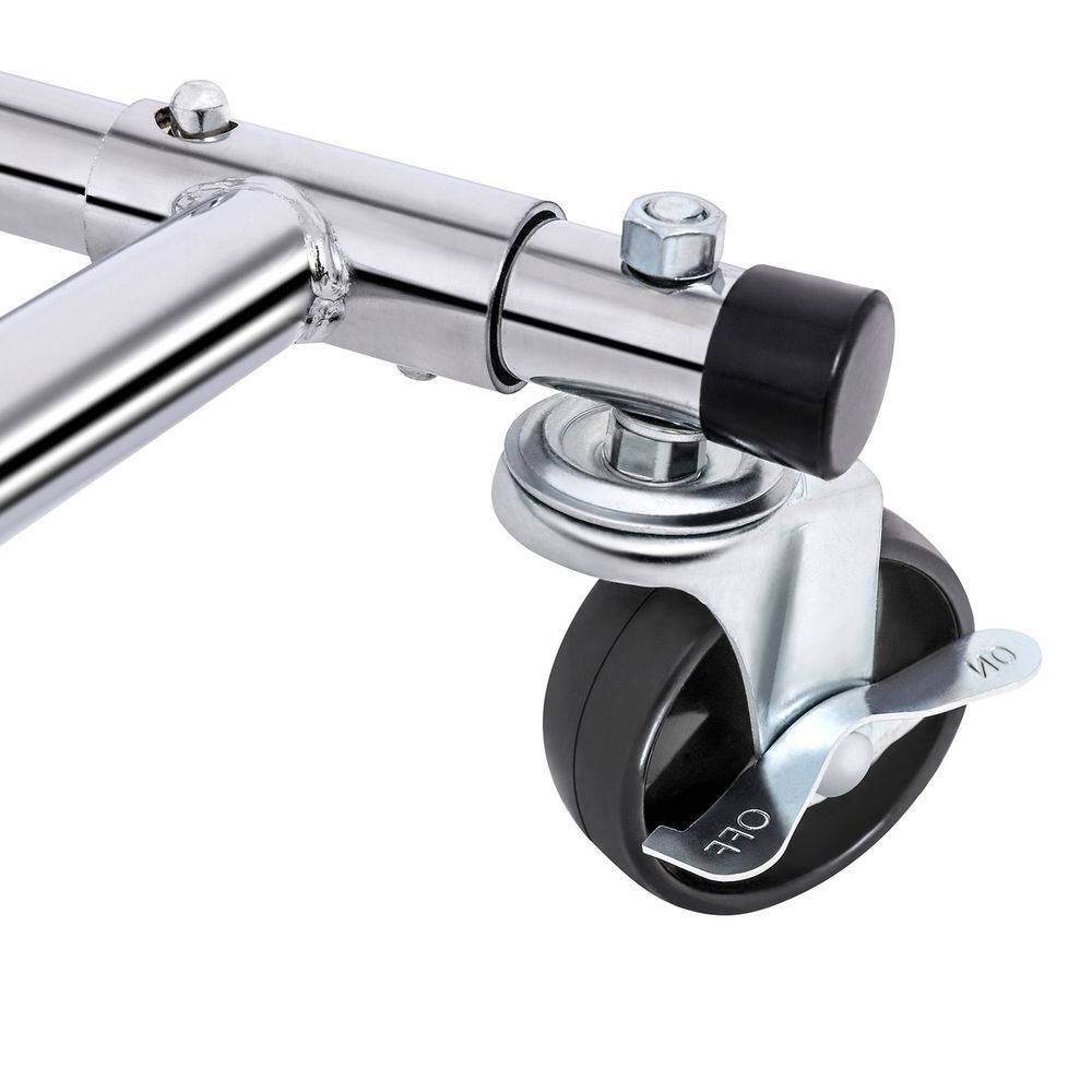 Back. Hivvago - Heavy Duty Chrome Plated Silver Metal Garment Rack Clothes Hanging Bar on Wheels - Silver.