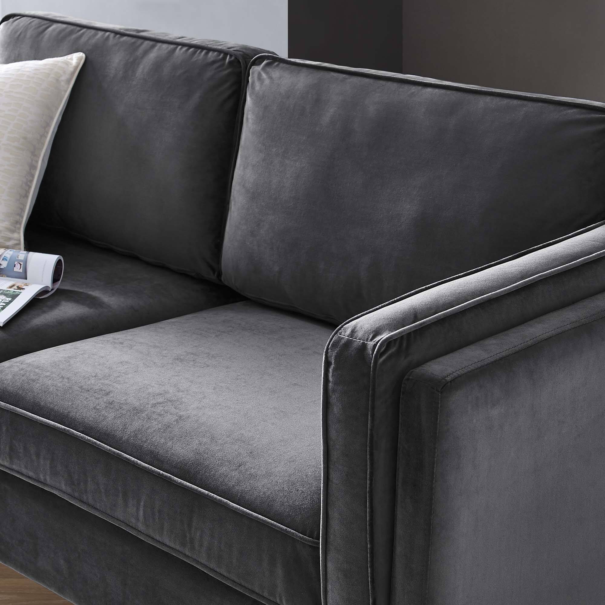 Alt View 1. Modway - Kaiya Performance Velvet Sofa by Modway - Charcoal.