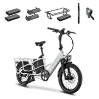 Lectric eBikes - XPedition 2.0 Dual-Battery eBike: 120mi. Range/28mph Speed + Cushions, Running Boards, Headlight, Seat Post, & Orbitor - White - Front_Zoom