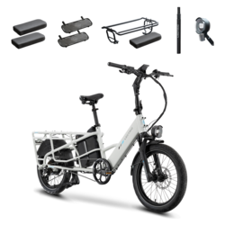 Lectric eBikes - XPedition2 Dual-Battery eBike (Max 120mi/28mph) + XL Pannier Bags/Orbitor/Headlight/Running Boards/Seat Post/Cushions - Stratus White - Front_Zoom