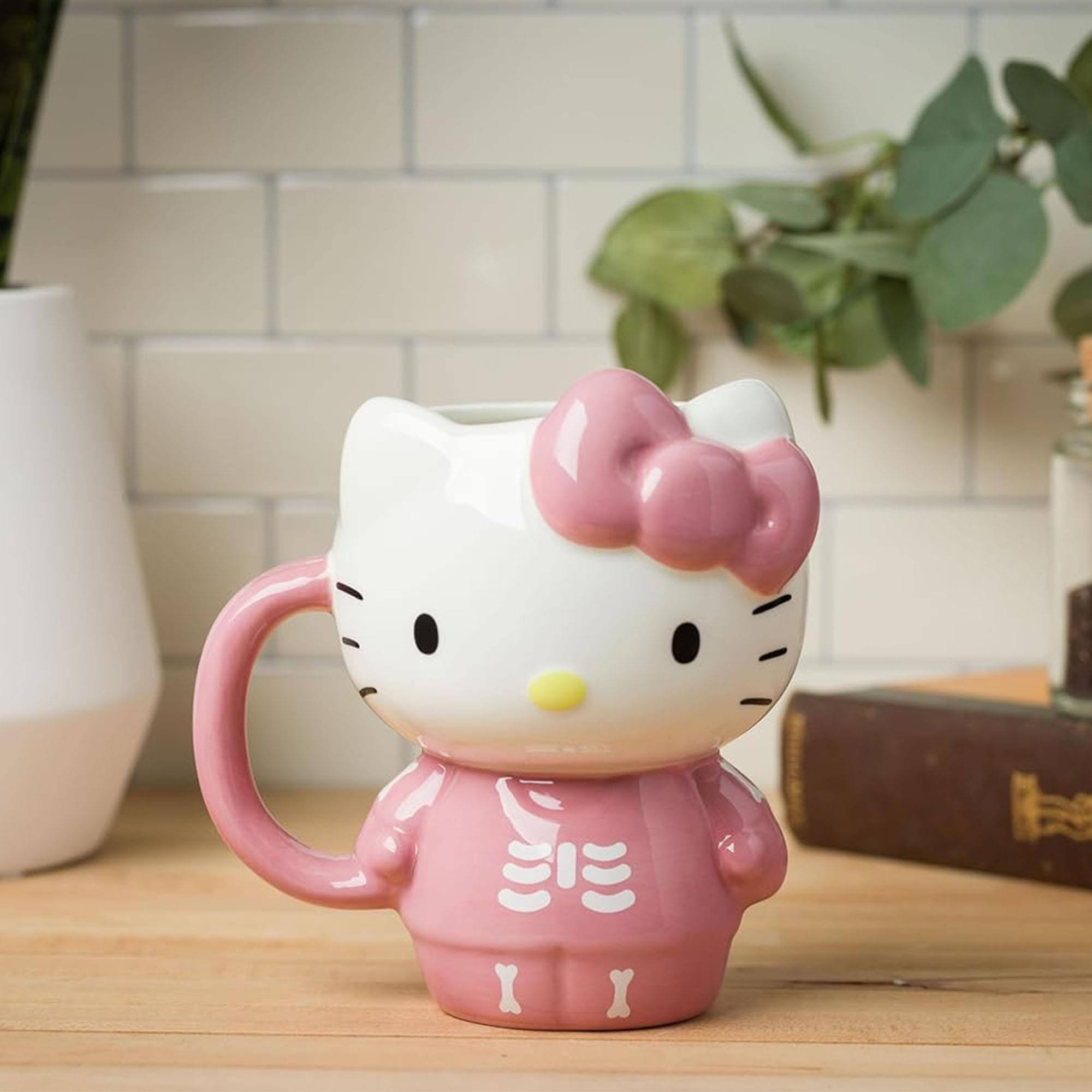 Alt View 4. Silver Buffalo - Sanrio Hello Kitty Pink Skeleton Costume 20 Ounce 3D Sculpted Ceramic Mug - Multi-Colored.