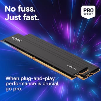 Crucial Pro 64GB (2x32GB) DDR5 5600MHz C46 UDIMM Desktop Memory Crucial Pro 64GB (2x32GB) DDR5 5600MHz C46 UDIMM Desktop Memory