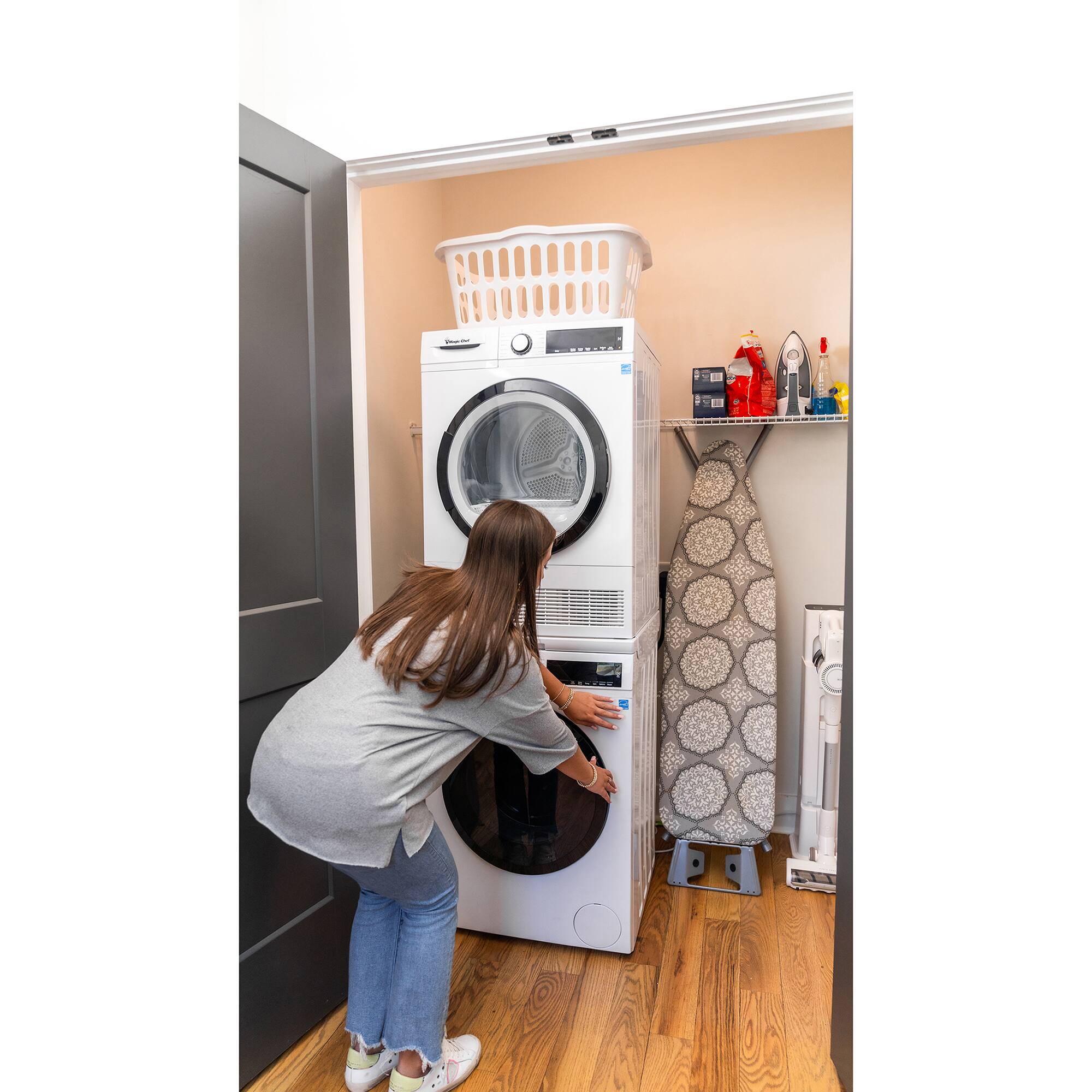 Alt View 6. Magic Chef - 24 in. 4.0 cu.ft. Ventless, Condensing Front Load Stackable Electric Dryer in White - White.