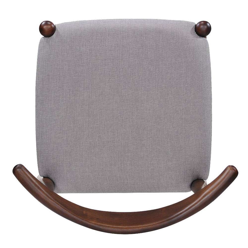 Alt View 10. Loheer - Loheer Set of 2 Rubberwood Dining Chairs Vintage Ergonomic Backrest Cushioned Solid Wood Chairs Walnut Light Gray - Walnut, Light Gray.