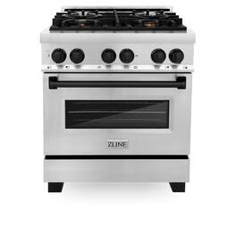 ZLINE - Autograph 30" Legacy Dual Fuel Range w/ 4 Burners & Matte Black Accents (RAZ-30-MB) - Stainless Steel/Matte Black Accents