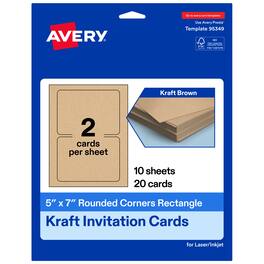 Avery - Printable Cards with Rounded Corners, 5" x 7", 20ct - Kraft Brown