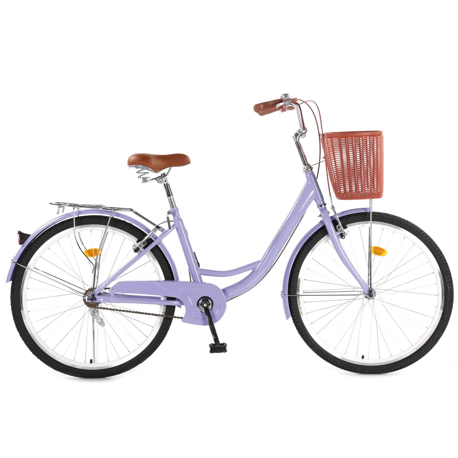 Alt View 3. GARVEE - 24" & 26" Women's Beach Cruiser Bike - Step-Through 1-Speed w/Basket & Adjustable Seat | Comfort Commuter Bicycle - 24 inch Purple.