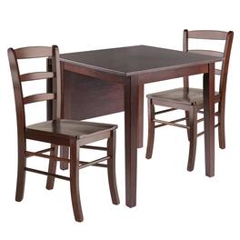Winsome Wood - Perrone 3-Pc Drop Leaf Table with Ladder-back Chairs - Walnut