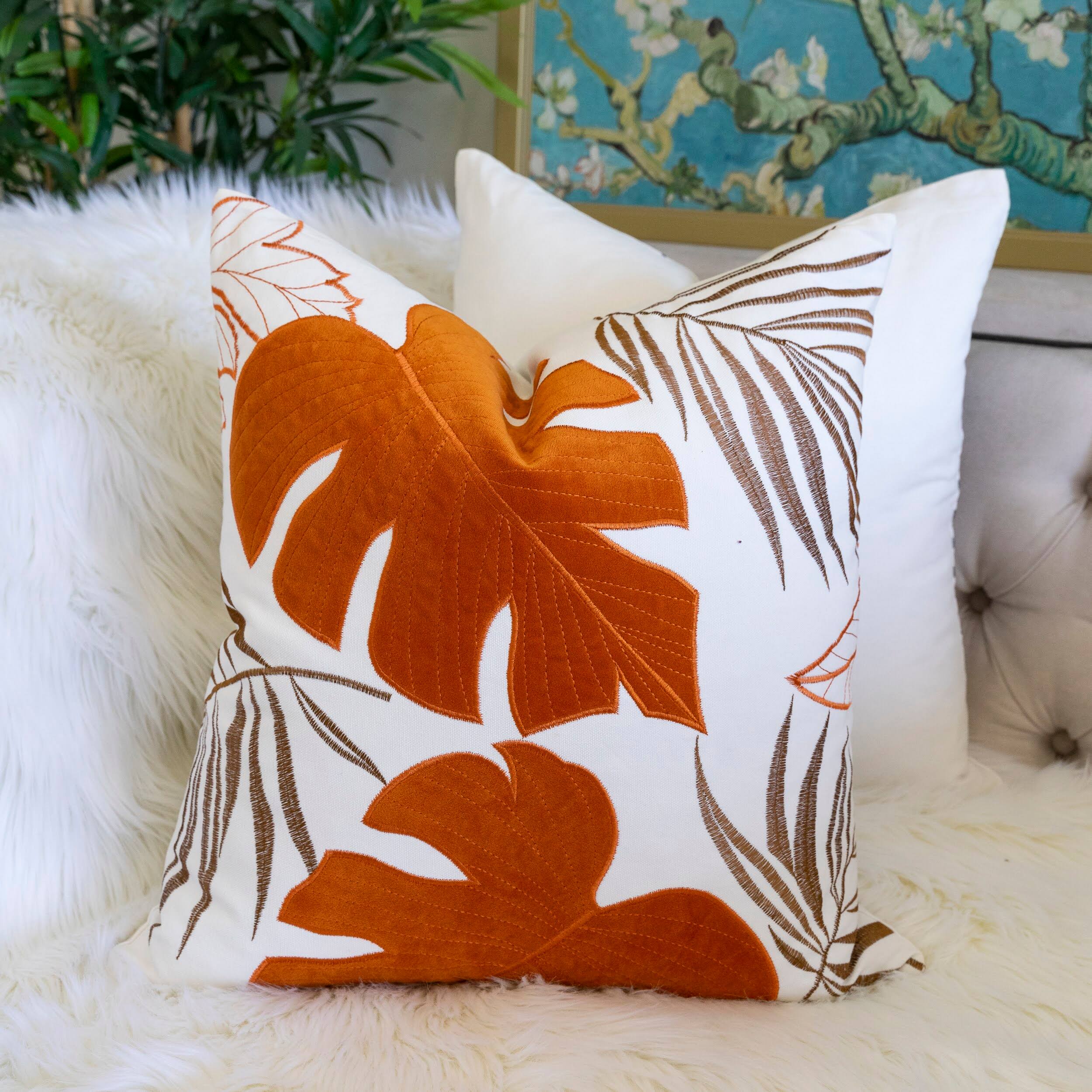 Back. TinyHomie - Autumn Vibes Leaf Accent Pillow - Blue.