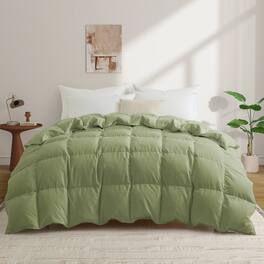 Peace Nest - White Goose Down Feather Fiber Comforter Duvet Insert, California King - Green