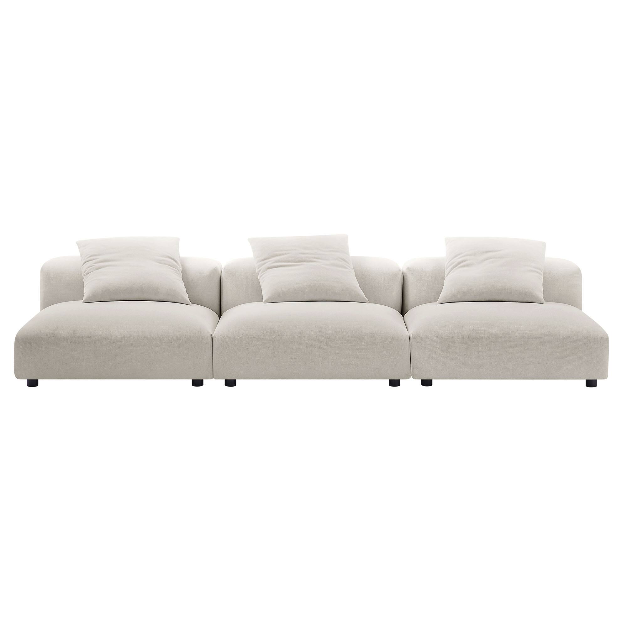 Alt View 2. Modway - Solace 3-Piece Modular Upholstered Fabric Sofa by Modway - Gray.
