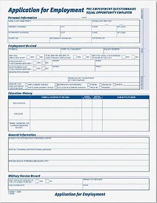TOPS Application For Employment, 4 Sided, Folded, Ruled, 1 Part, 11