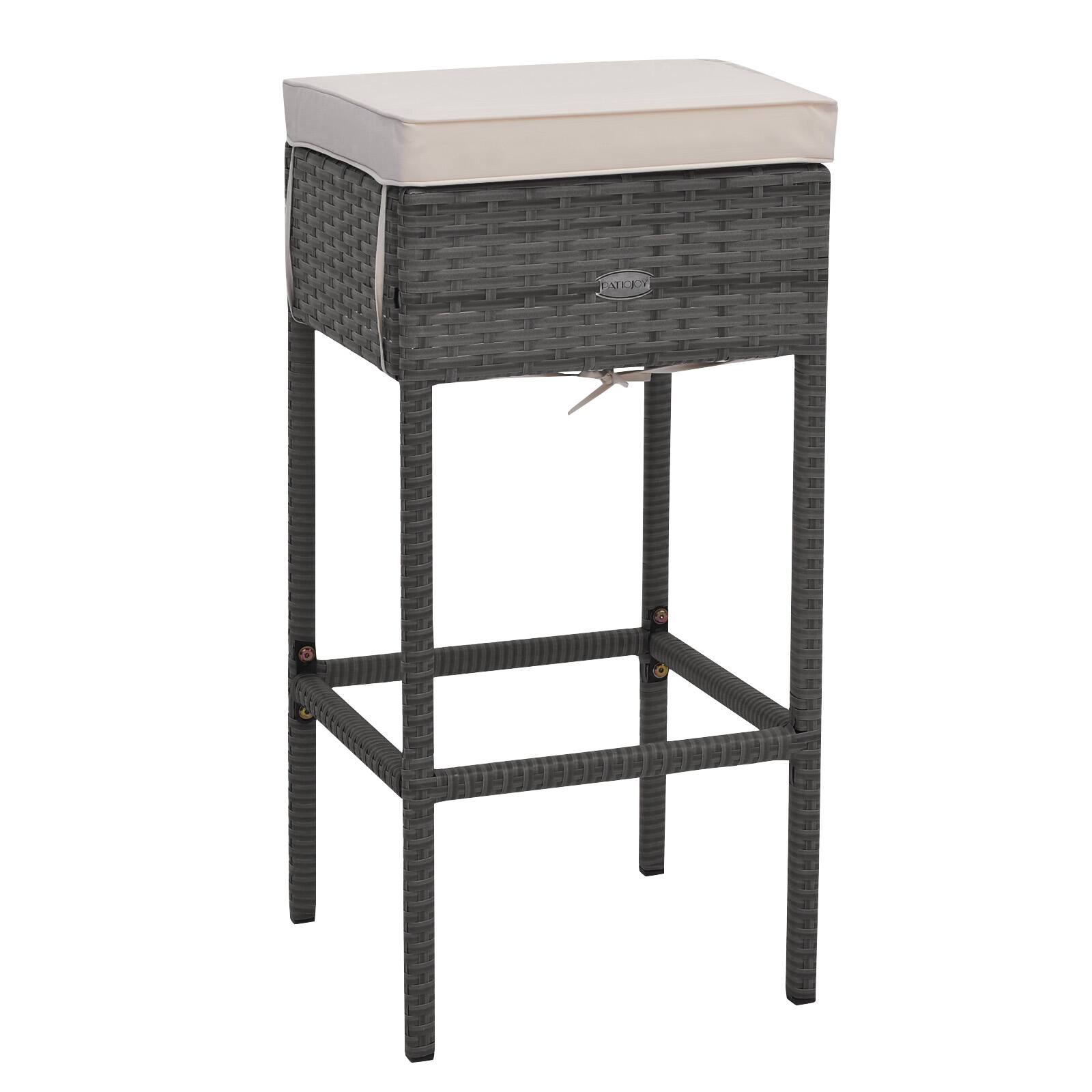 Alt View 8. Gymax - Gymax 5PCS Wicker Bar Table Set w/ Hidden Storage Shelves Bar Table Stools Patio - Gray.