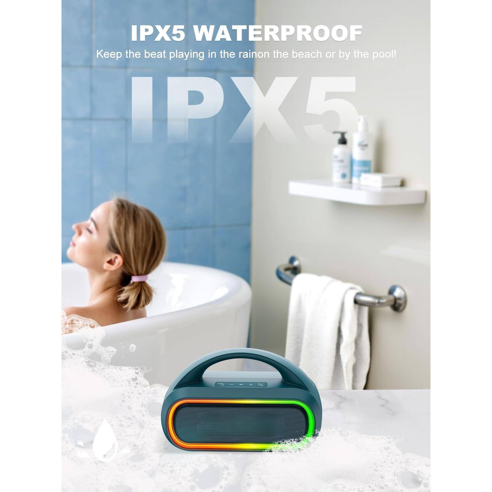 IPX5 WATERPROOF  
Keep the beat playing in the rain, on the beach, or by the pool!