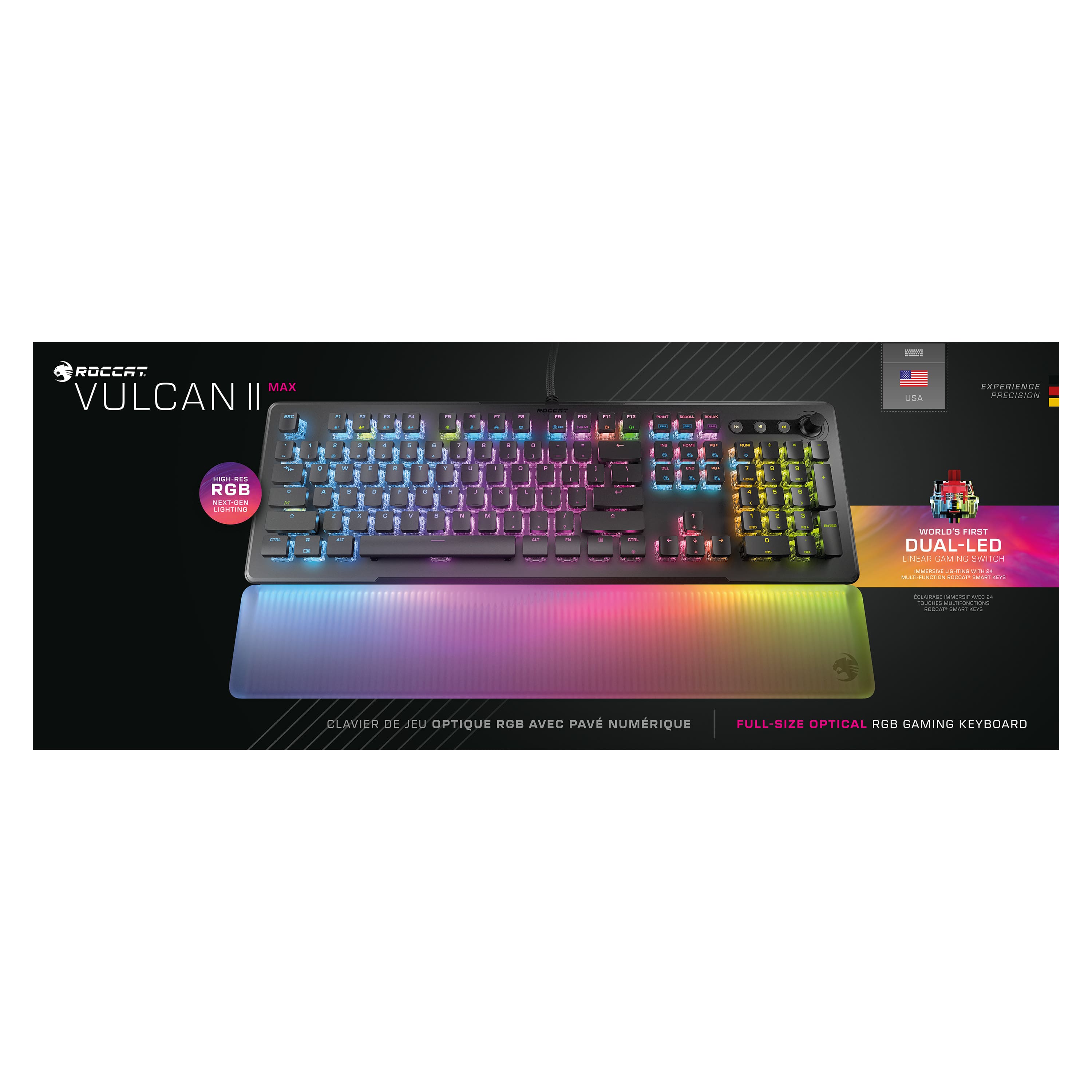 Alt View 18. ROCCAT - Vulcan II Max Full-size Wired Keyboard with Optical Titan Switch, RGB Lighting, Aluminum Top Plate and Palm Rest - Black.