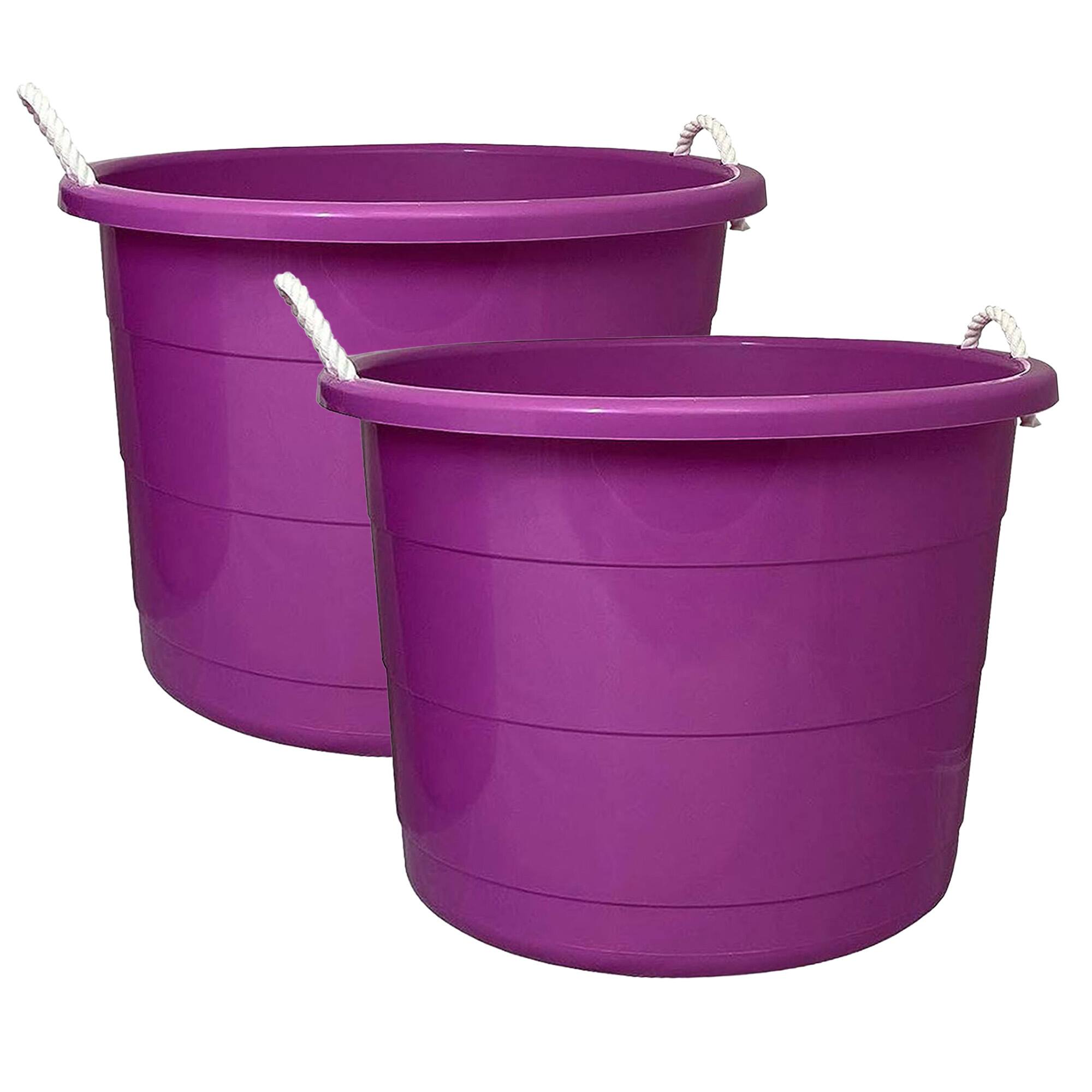 Alt View 8. Homz - Homz 17 Gallon Indoor Outdoor Storage Bucket w/ Rope Handles, Orchid (4 Pack) - Orchid Purple.