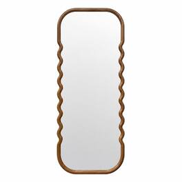 RYHNUYNE - Oversized Full-Length Floor Mirror, 74 in Tall, Pine Wood Frame, Curved Dark Design, Wall or Floor Display - Brown