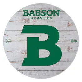 Jardine - Babson Beavers 20" Indoor/Outdoor Weathered Circle Sign - White
