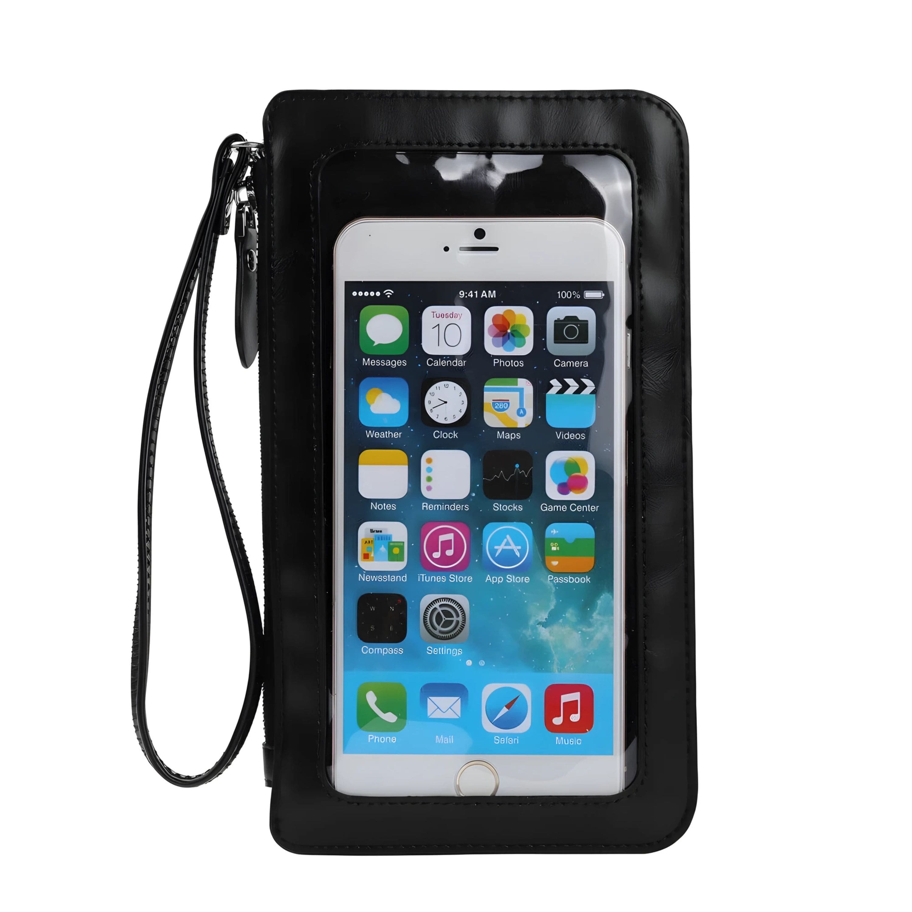 Kitcheniva - Leather Cell Phone Crossbody Bag Pouch Purse For iPhone 16 Pro Max - Black