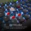 The text on the image reads: "Customizable. Compatible with most third party cross shaped mount keycaps to customize your look."