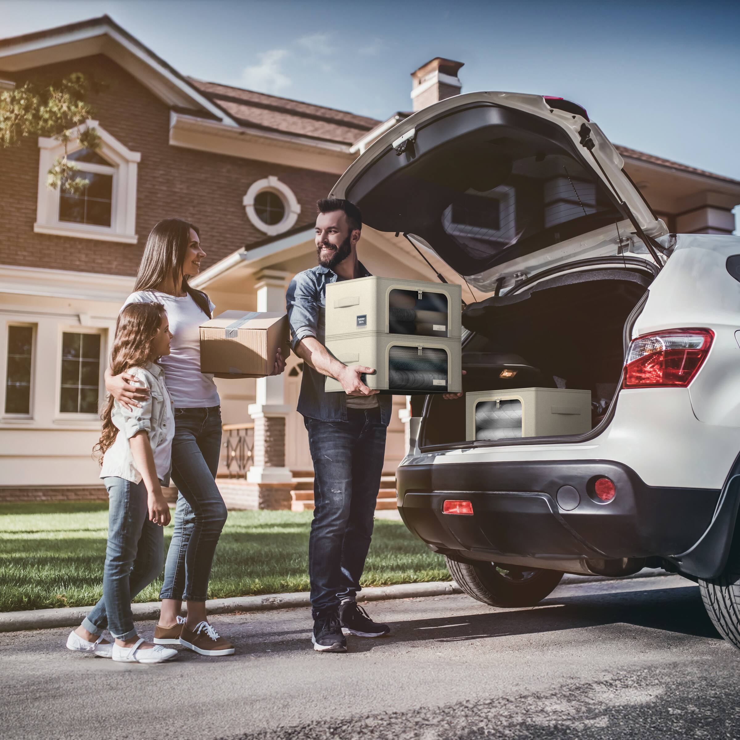Alt View 3. Sorbus - Sorbus Storage Bins with Metal Frame - Stackable & Foldable Clothes Organizer Bags - Oxford Fabric Storage Containers - Beige.