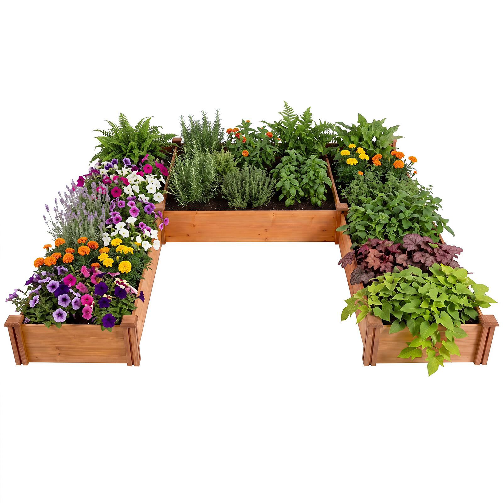Alt View 9. Costway - Costway Garden Bed Wooden Raised Garden Box Outdoor Planter Container for Herbs Flowers - Reddish Brown.