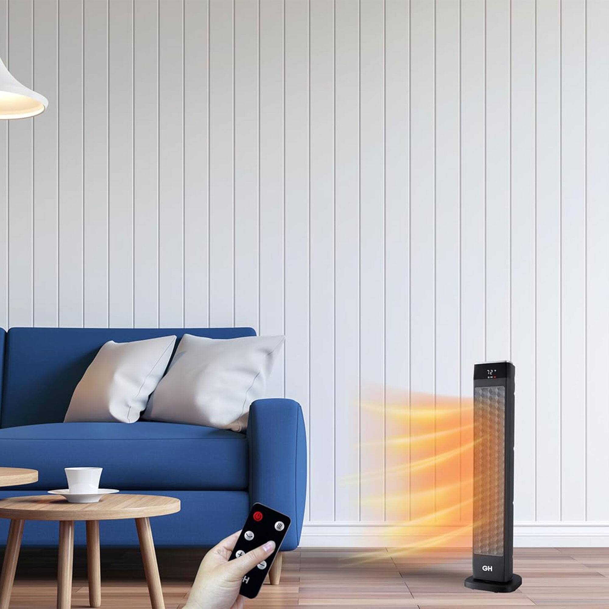 Alt View 4. Good Housekeeping - Good Housekeeping 30" Ceramic Tower Space Heater with Remote, Oscillating, Black - Black.