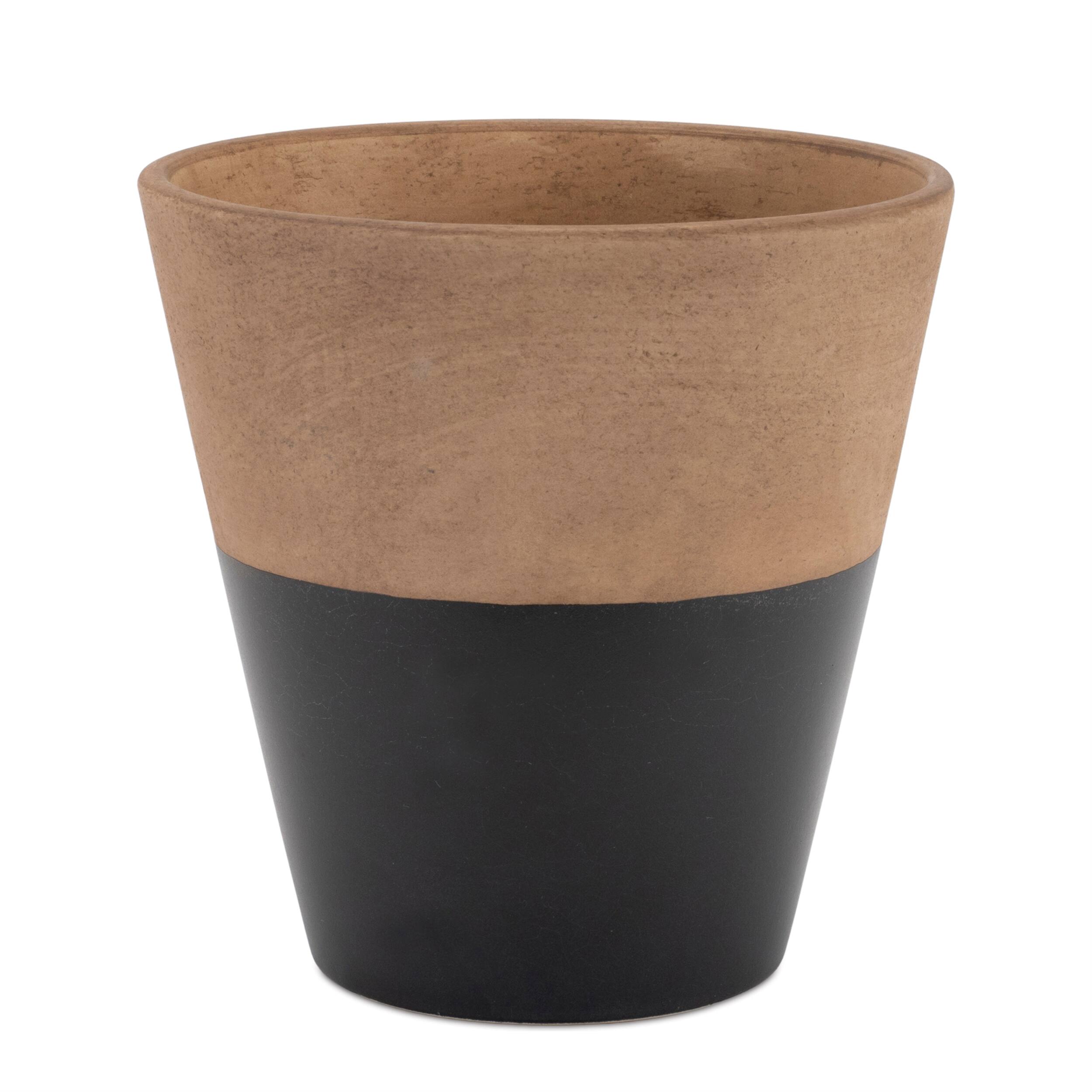 Angle. BreeBe - Tapered Two-Tone Planter (Set of 2) - Black, Brown.