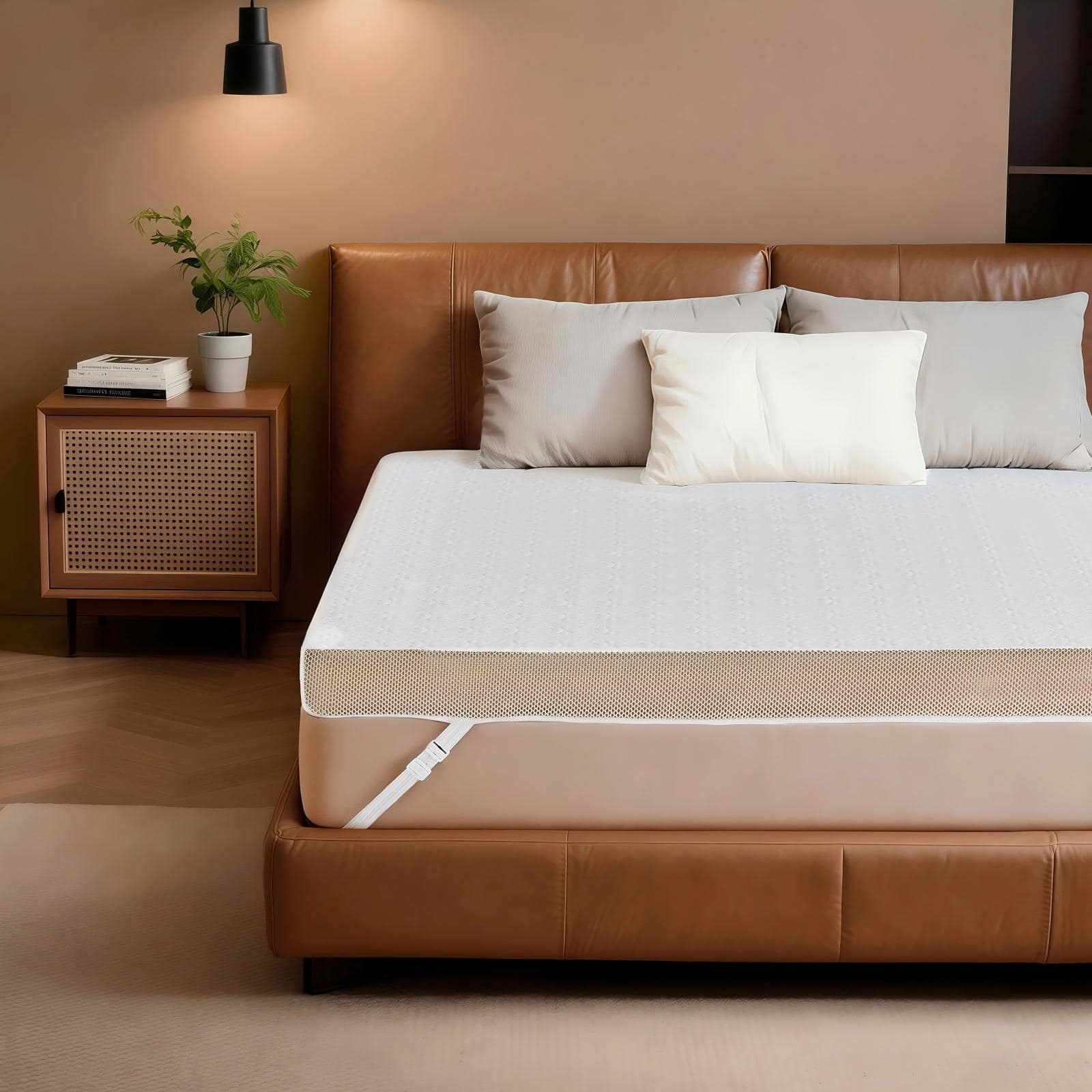 Front. Bestier - Bestier Queen Size 3" Gel Memory Foam Mattress Topper with Washable Cooling Cover - White.