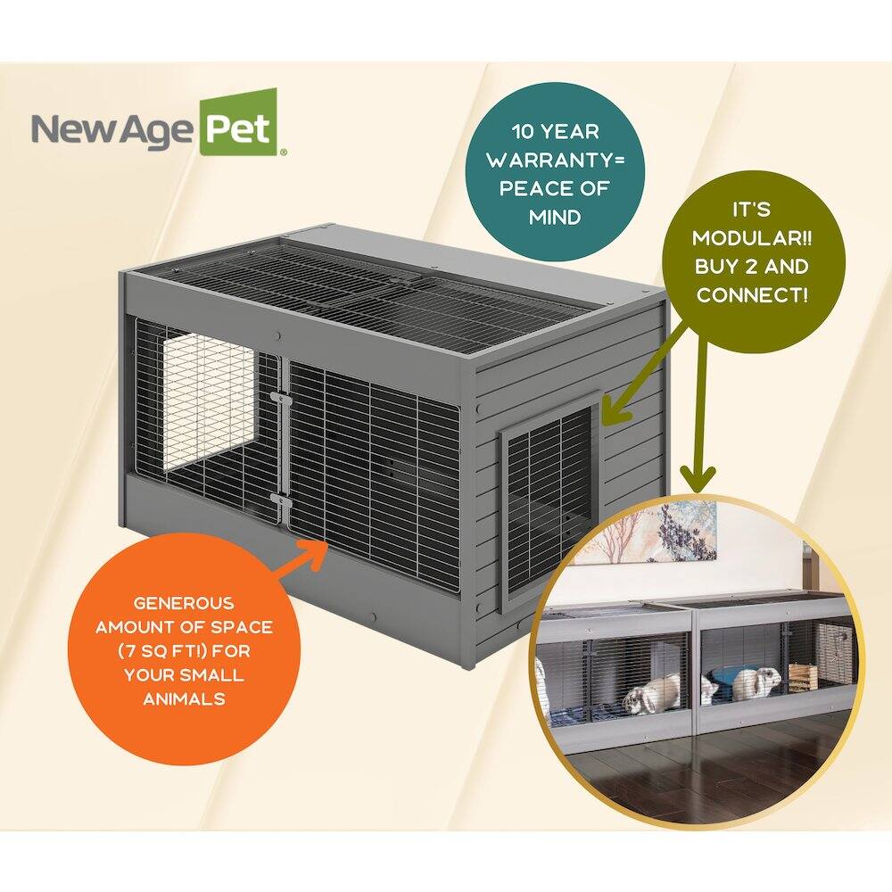 NewAge Pet

10 YEAR WARRANTY = PEACE OF MIND

IT'S MODULAR!! BUY 2 AND CONNECT!

GENEROUS AMOUNT OF SPACE (7 SQ FT) FOR YOUR SMALL ANIMALS