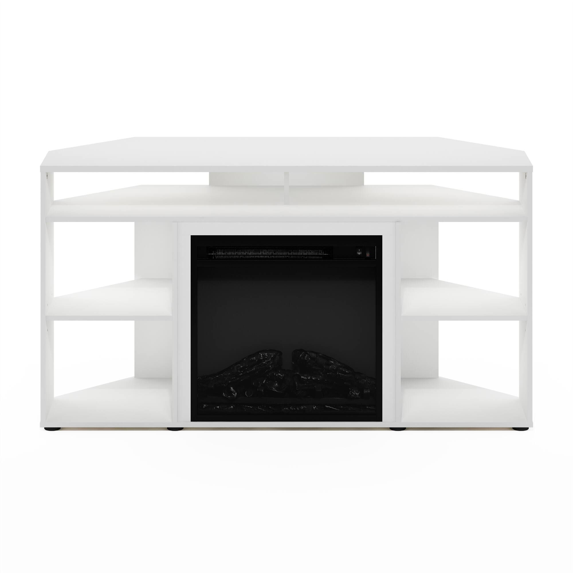 Alt View 4. Furinno - Jensen Corner TV Stand with Fireplace for TV up to 55 Inches - Solid White.