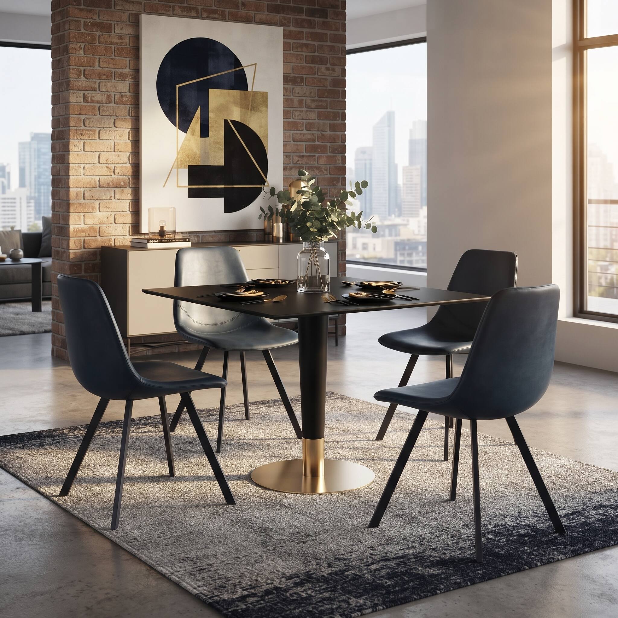 Alt View 2. LeisureMod - Markley Modern Upholstered Distressed Leather Dining Chair, Iron Legs, Ergonomic for Kitchen & Home Office - Peacock Blue.