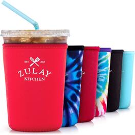 Zulay Kitchen - (22oz to 24oz) Reusable Neoprene Insulator Coffee Sleeve - Red