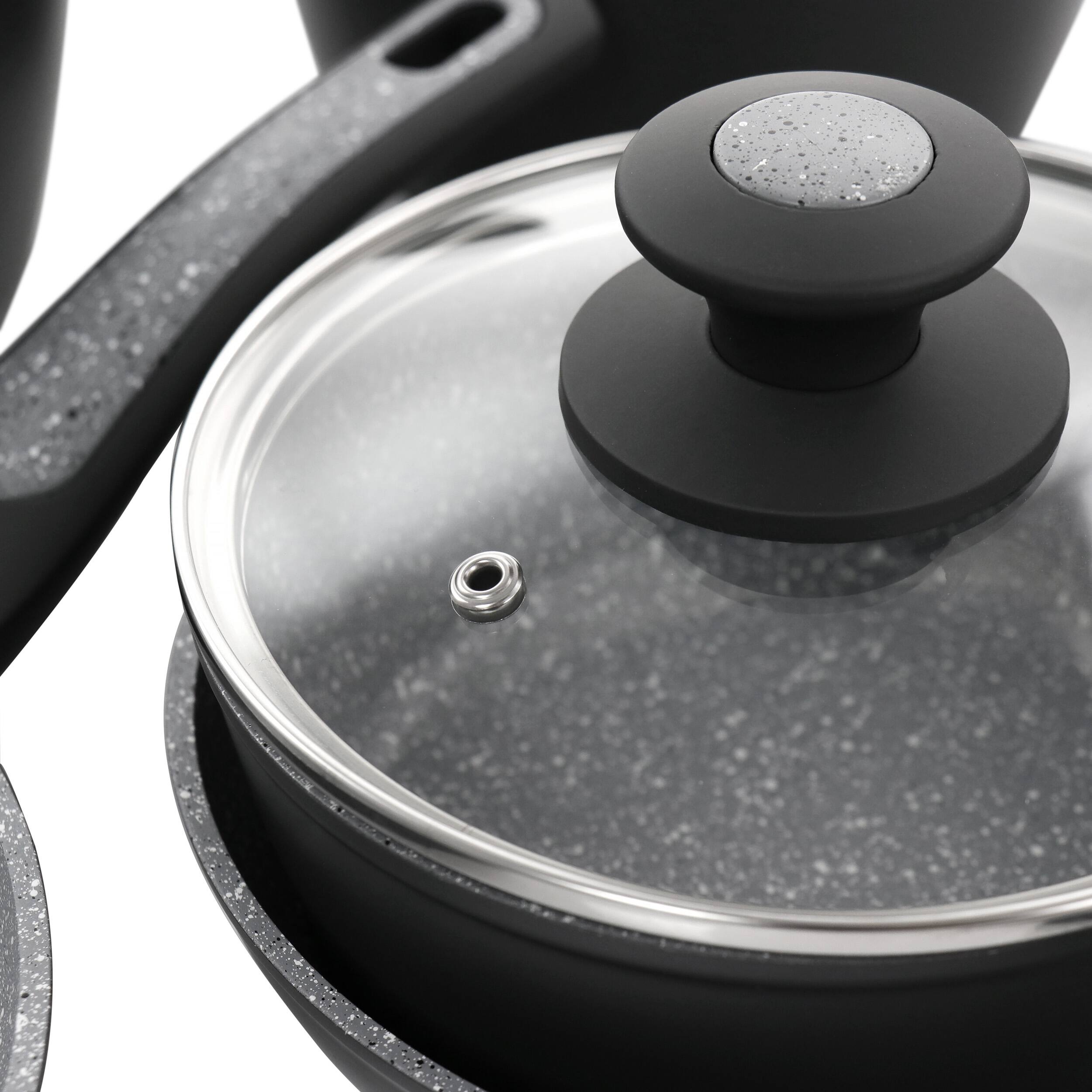 Alt View 8. Oster - Oster 10 Piece Non Stick Aluminum Cookware Set in Black and Grey Speckle - Black.