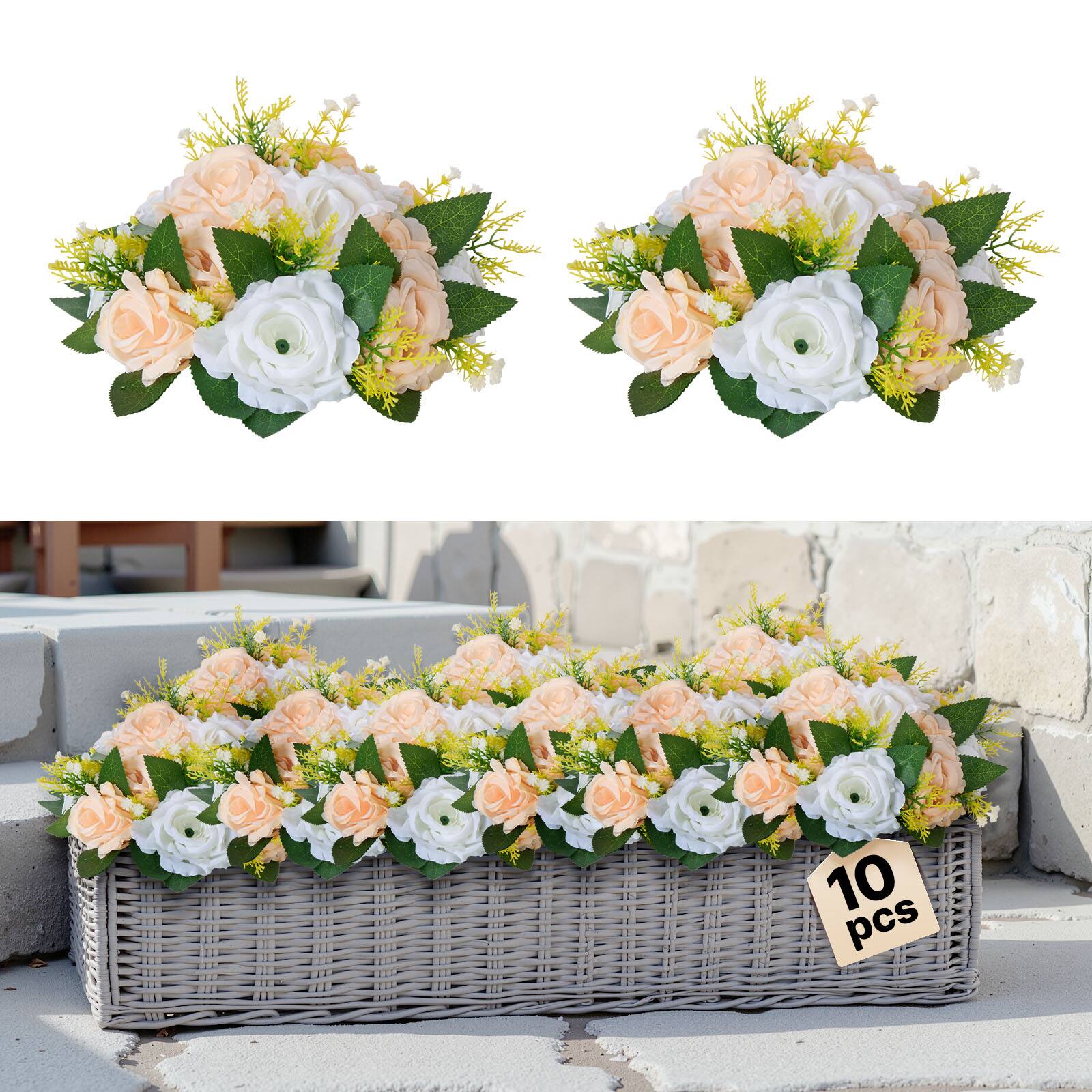 Front. VEVOR - 9.5-Inch Flower Ball Arrangement Bouquet 10 PCS,Diameter Artificial Flower Balls Wedding Table Centerpieces - Green.