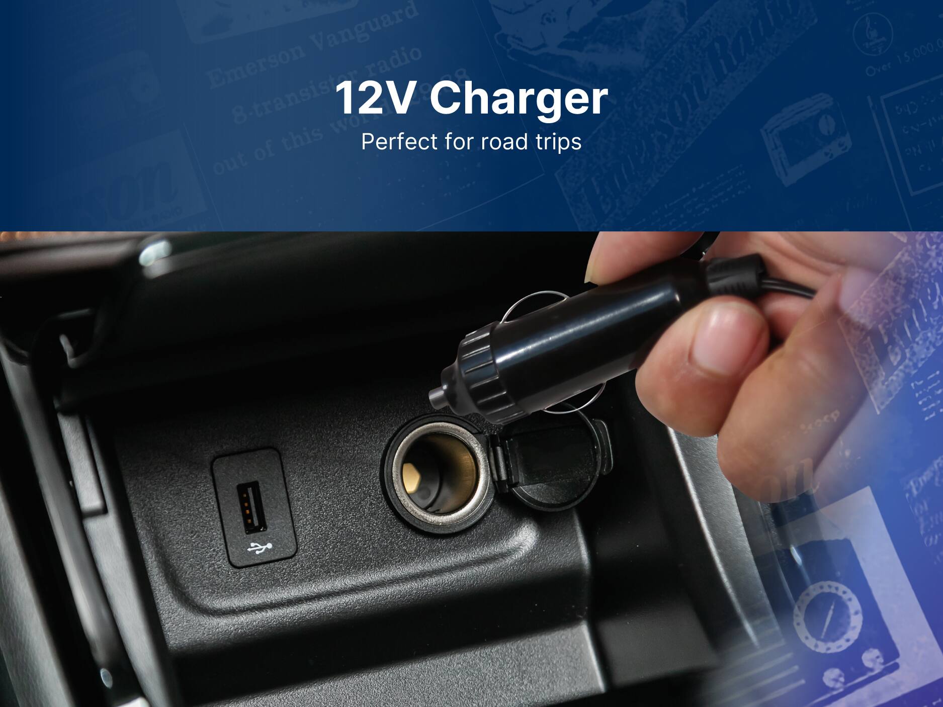 Emerson Vanguard 8-transistar 12V Charger out of this Perfect for road trips
