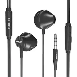 Philips - Wired In Ear Earbuds With 14.2mm Drivers, Bass Clear Sound, Ergonomic Comfort Fit - Black