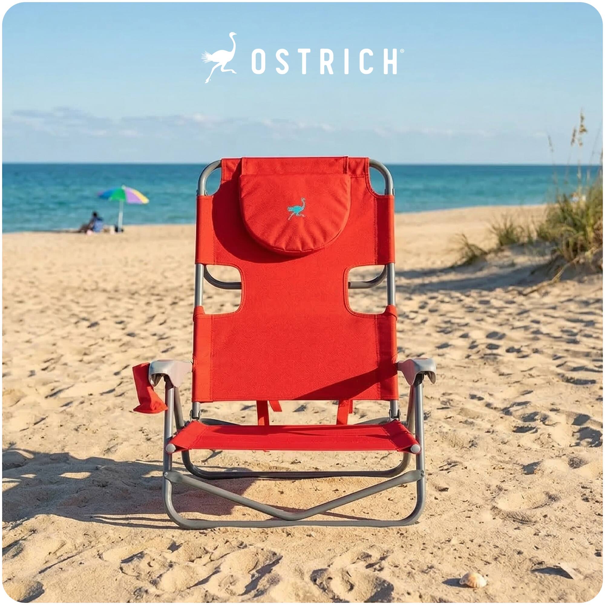 Alt View 5. Ostrich - Ostrich The Heavy-Duty Backpacker Portable Reclining Beach Camping Chair, Red - Red.