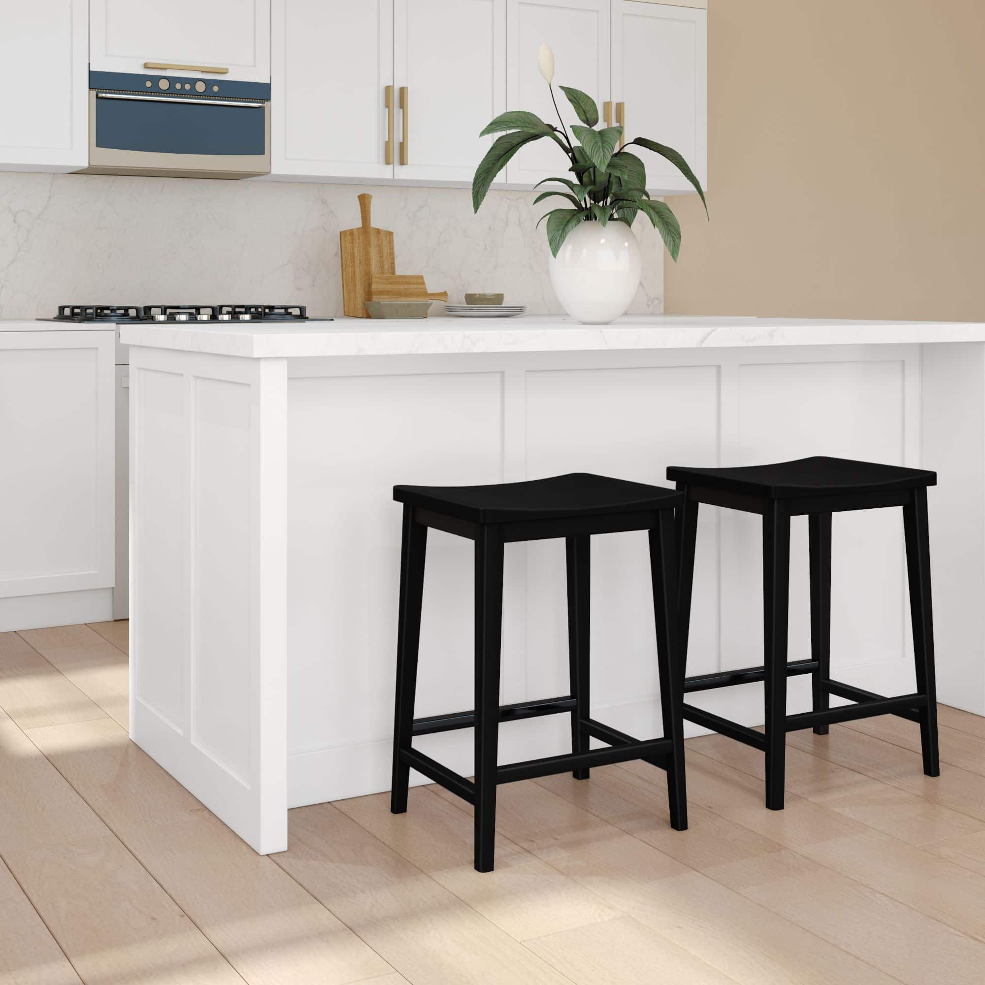 Front. Plank+Beam - Smythe Stool Counter Height (24in) - 2 pack, Black - Black.