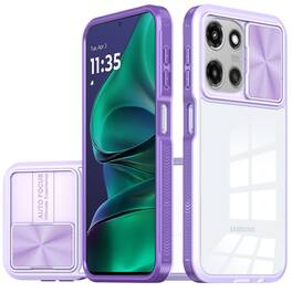 Kitcheniva - Rear Lens Sliding Cover Rugged Case Plus Tempered Glass For Moto G Stylus 2026/2025 - Purple